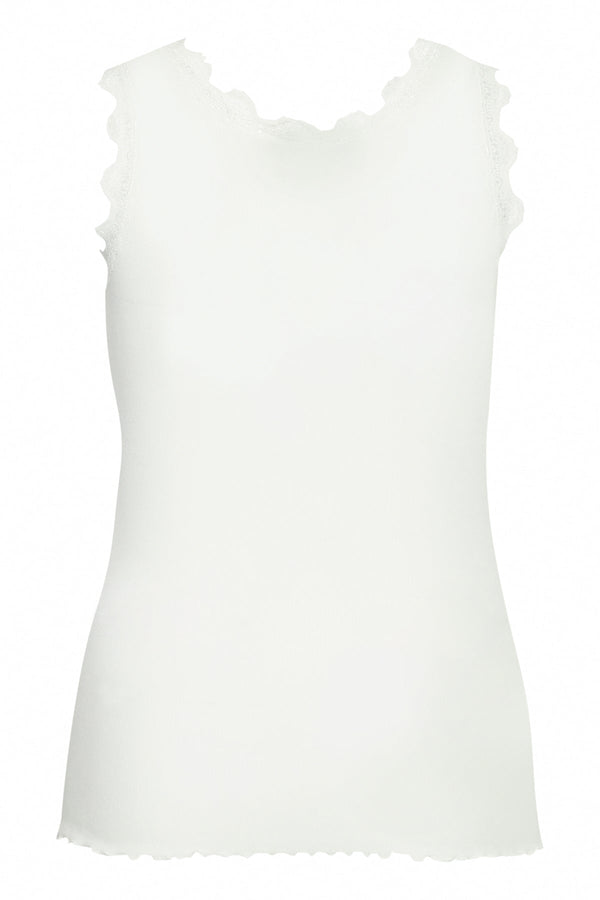 Carraig Donn Sleeveless Lace Trim White Top