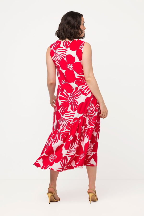 Carraig Donn Sleeveless Midi Dress in Red Print