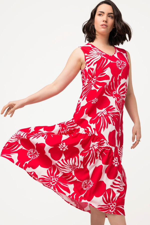 Carraig Donn Sleeveless Midi Dress in Red Print