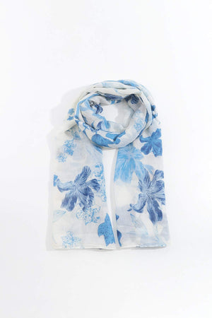 Carraig Donn Soft Floral Scarf in Blue