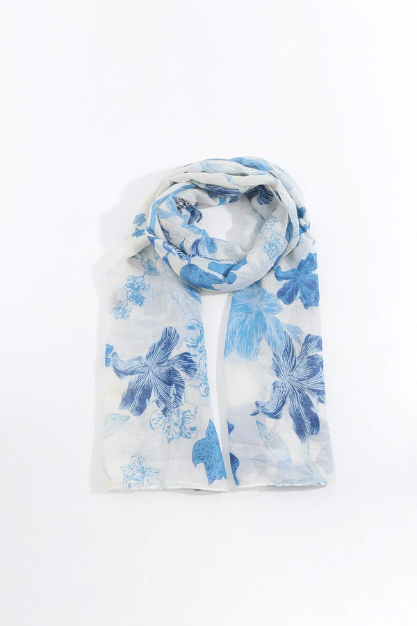 Carraig Donn Soft Floral Scarf in Blue