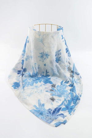 Carraig Donn Soft Floral Scarf in Blue