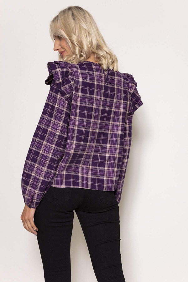 Carraig Donn Soft Touch Ruffle Blouse in Purple