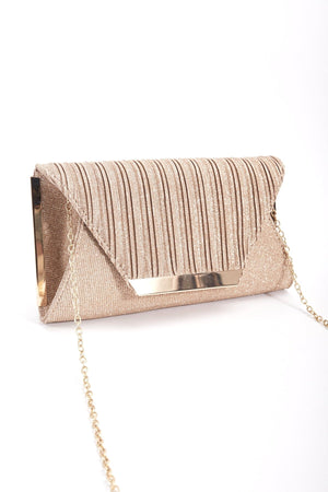 Carraig Donn Sparkle Pleated Front Clutch in Gold