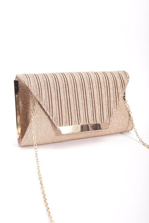 Carraig Donn Sparkle Pleated Front Clutch in Gold