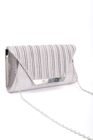 Carraig Donn Sparkle Pleated Front Clutch in Silver