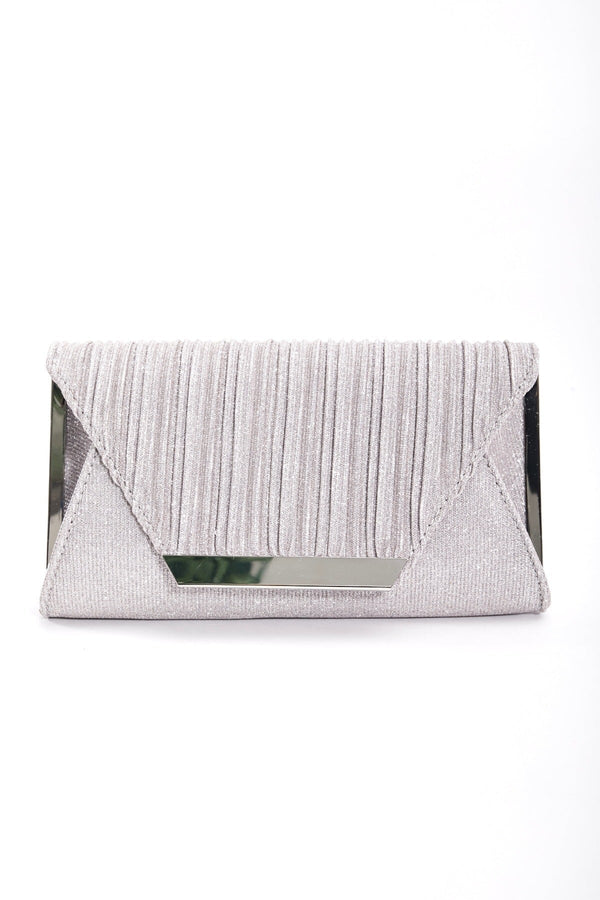 Carraig Donn Sparkle Pleated Front Clutch in Silver