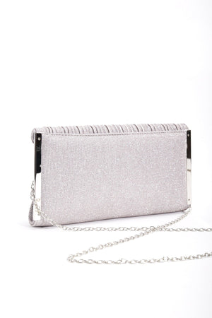 Carraig Donn Sparkle Pleated Front Clutch in Silver
