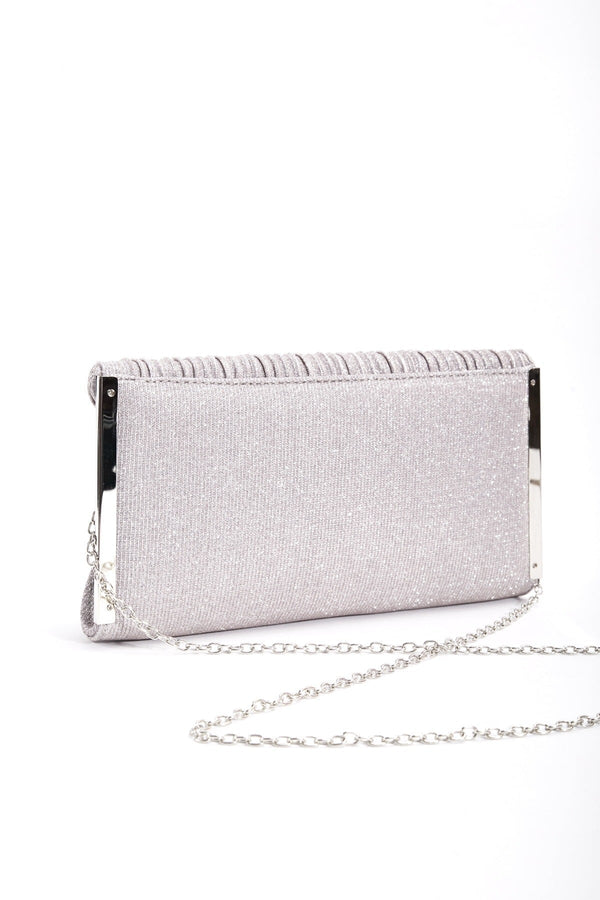 Carraig Donn Sparkle Pleated Front Clutch in Silver