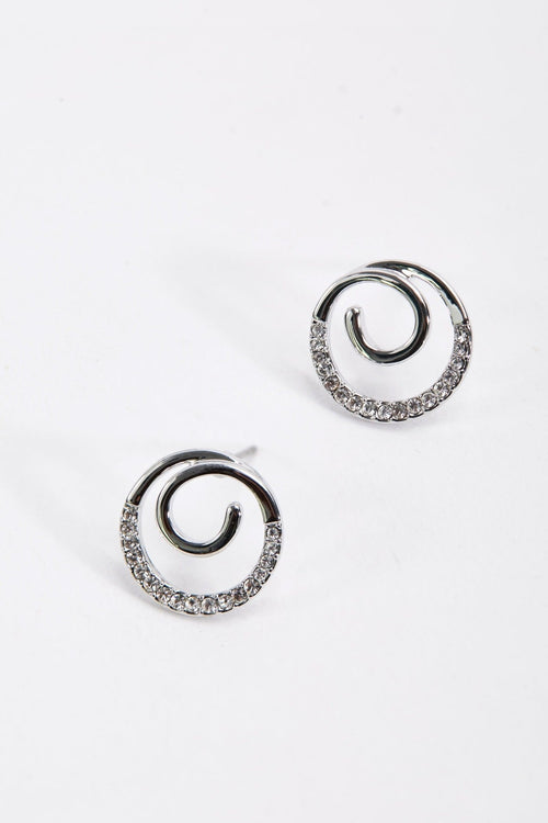 Spiral Silver Diamante Earrings