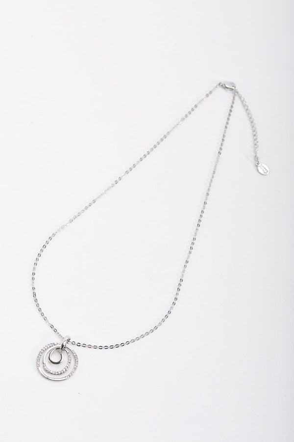 Carraig Donn Spiral Silver Diamante Pendant Necklace
