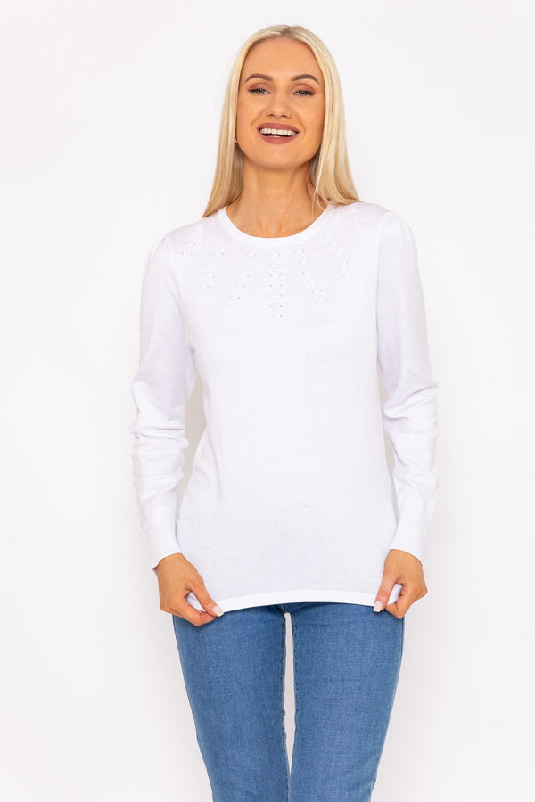 Carraig Donn Spot Detail Knit in White