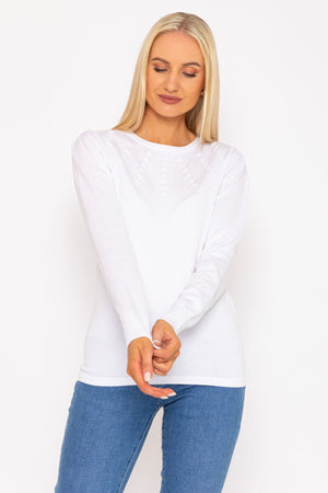 Carraig Donn Spot Detail Knit in White