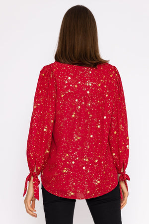 Carraig Donn Star Print Blouse in Red