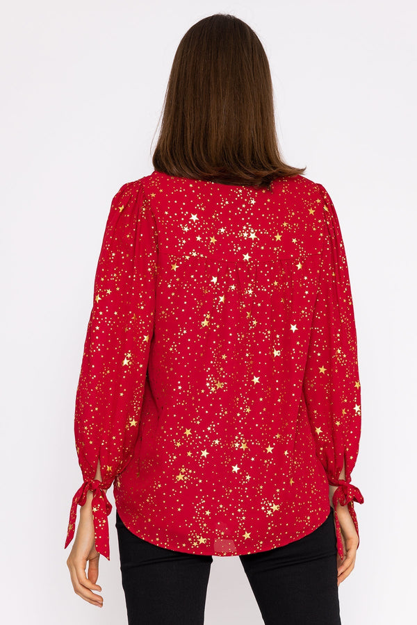 Carraig Donn Star Print Blouse in Red