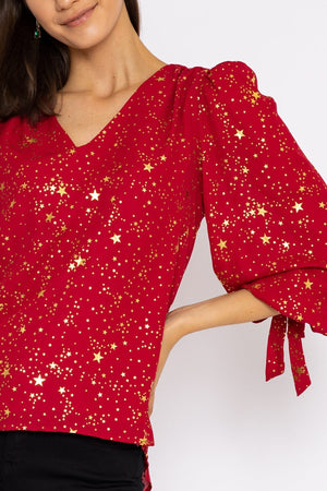Carraig Donn Star Print Blouse in Red