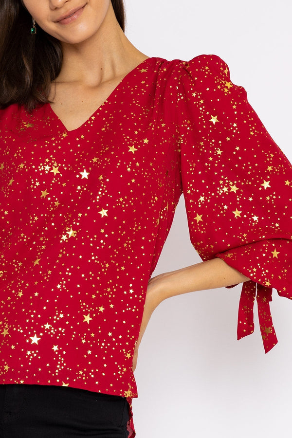 Carraig Donn Star Print Blouse in Red