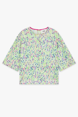Carraig Donn Storm Blouse in Green Print