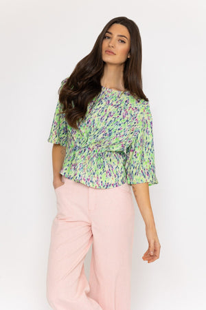 Carraig Donn Storm Blouse in Green Print