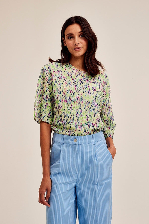 Carraig Donn Storm Blouse in Green Print