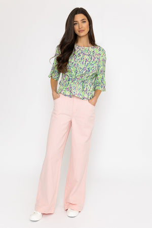 Carraig Donn Storm Blouse in Green Print