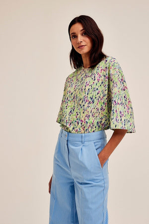 Carraig Donn Storm Blouse in Green Print