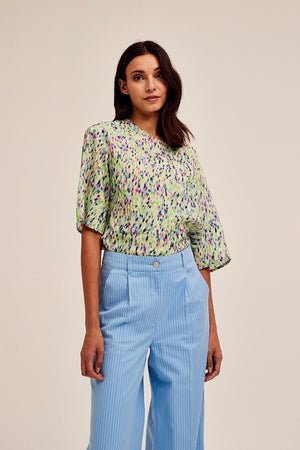 Carraig Donn Storm Blouse in Green Print