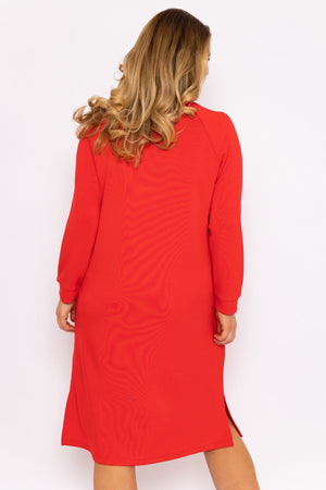 Carraig Donn Straight Fit Sweatshirt Dress in Red