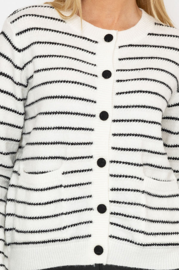 Carraig Donn Stripe Cardigan in Mono