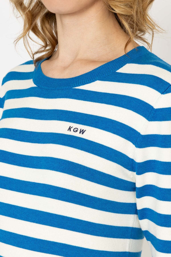 Carraig Donn Stripe Crew Neck in Navy