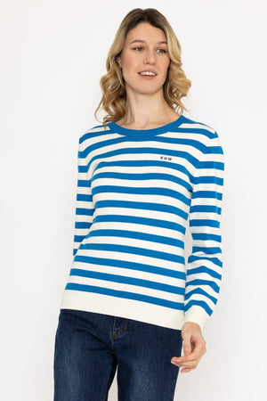 Carraig Donn Stripe Crew Neck in Navy