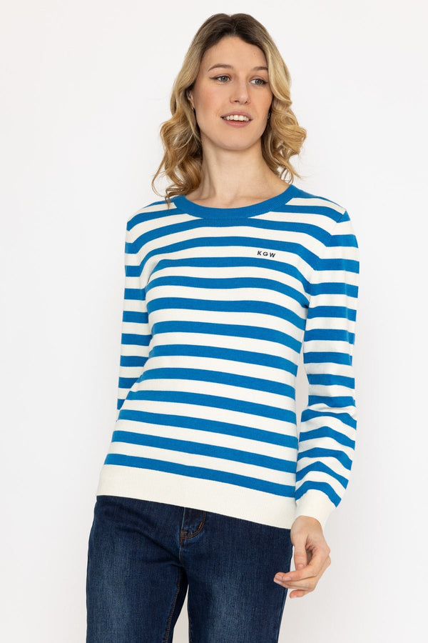 Carraig Donn Stripe Crew Neck in Navy