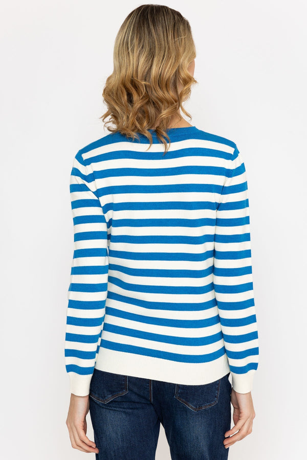 Carraig Donn Stripe Crew Neck in Navy