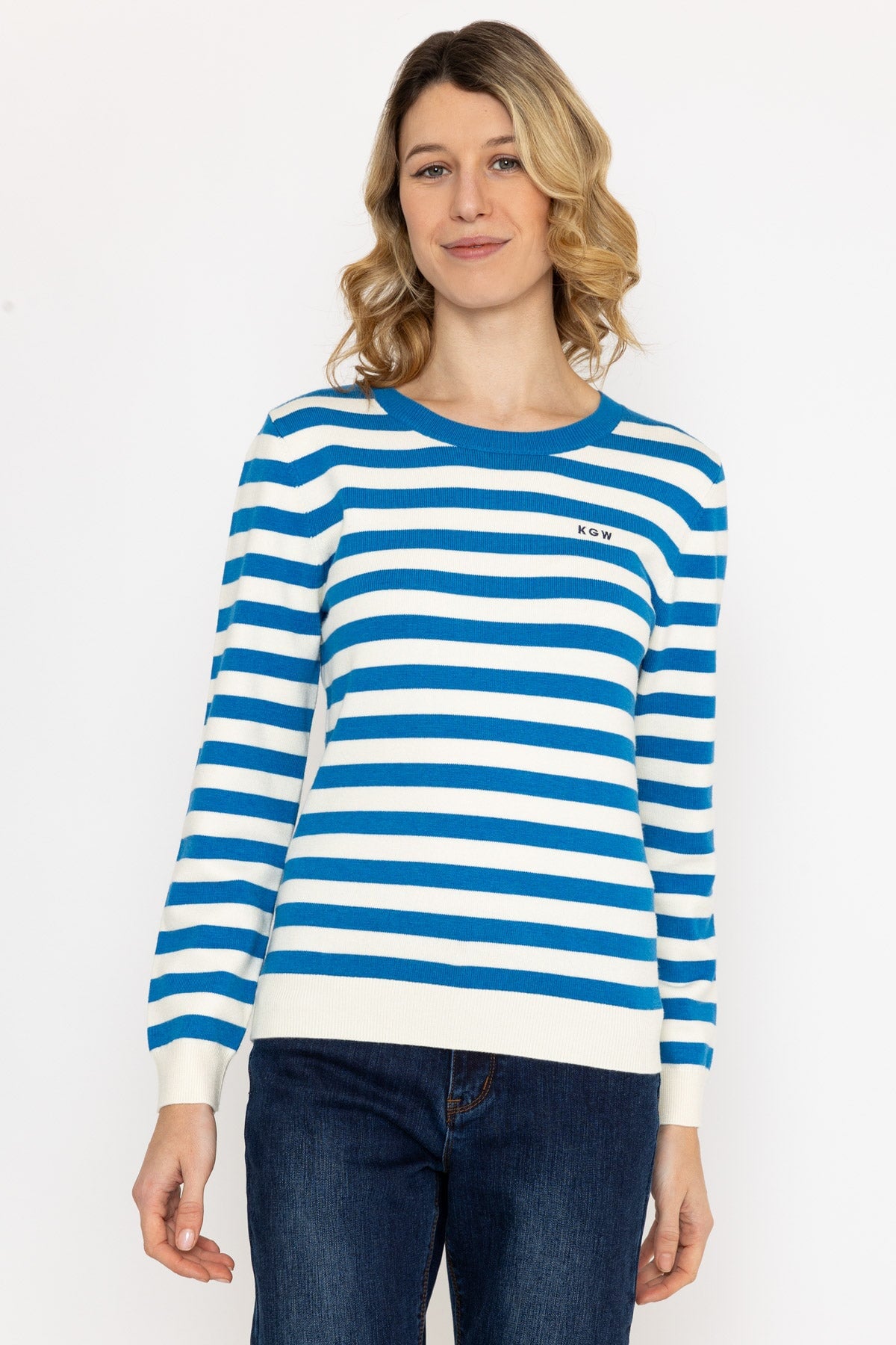 Stripe Crew Neck in Navy