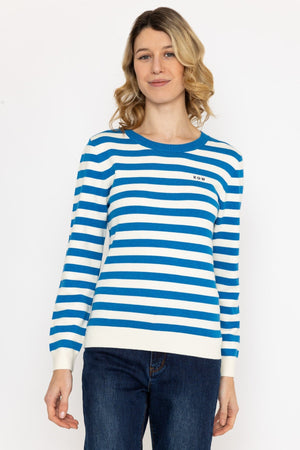 Carraig Donn Stripe Crew Neck in Navy