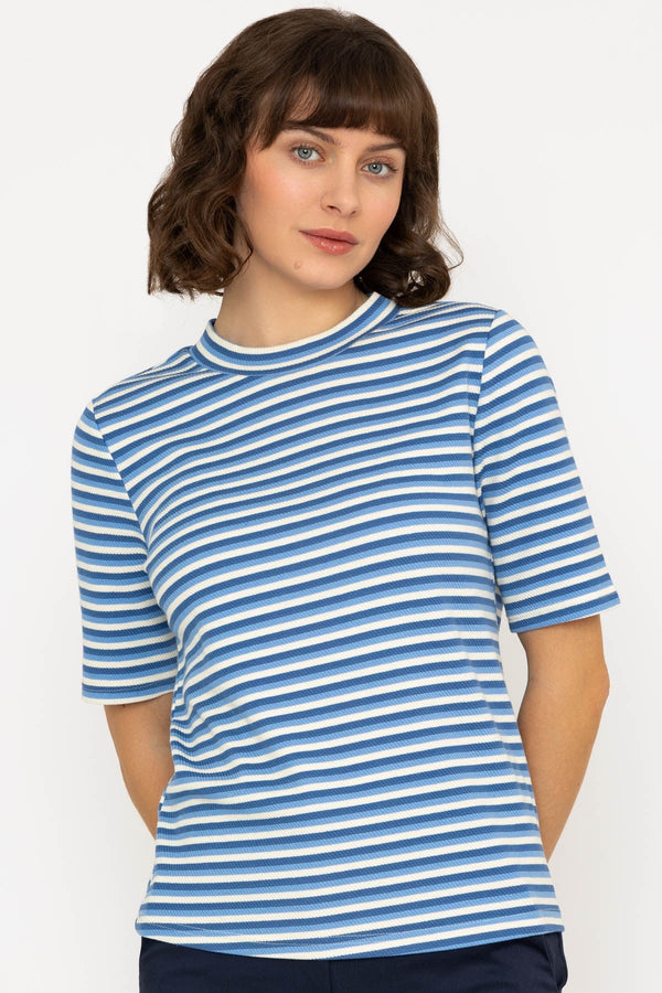 Carraig Donn Stripe Jersey Top in Blue