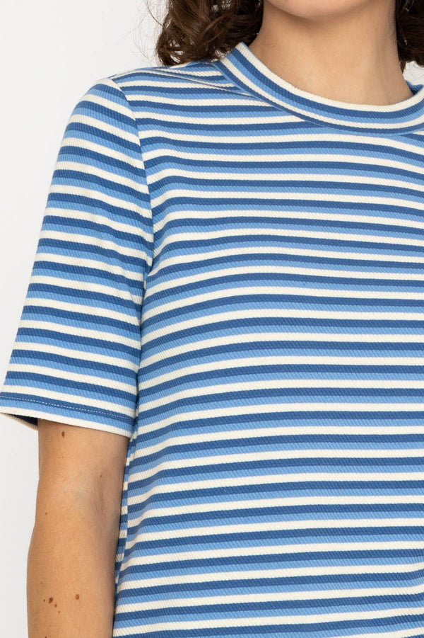 Carraig Donn Stripe Jersey Top in Blue