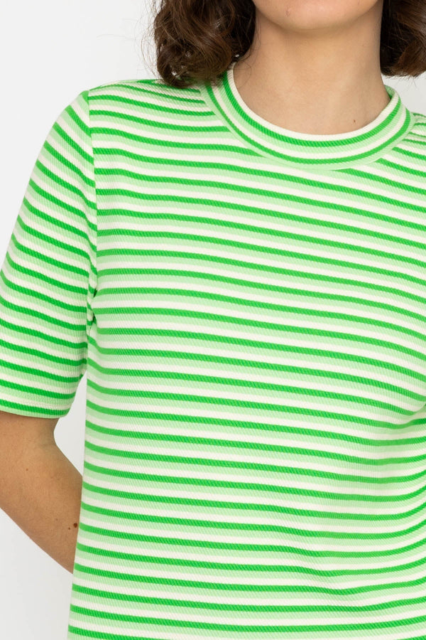 Carraig Donn Stripe Jersey Top in Green