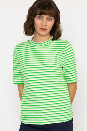 Carraig Donn Stripe Jersey Top in Green