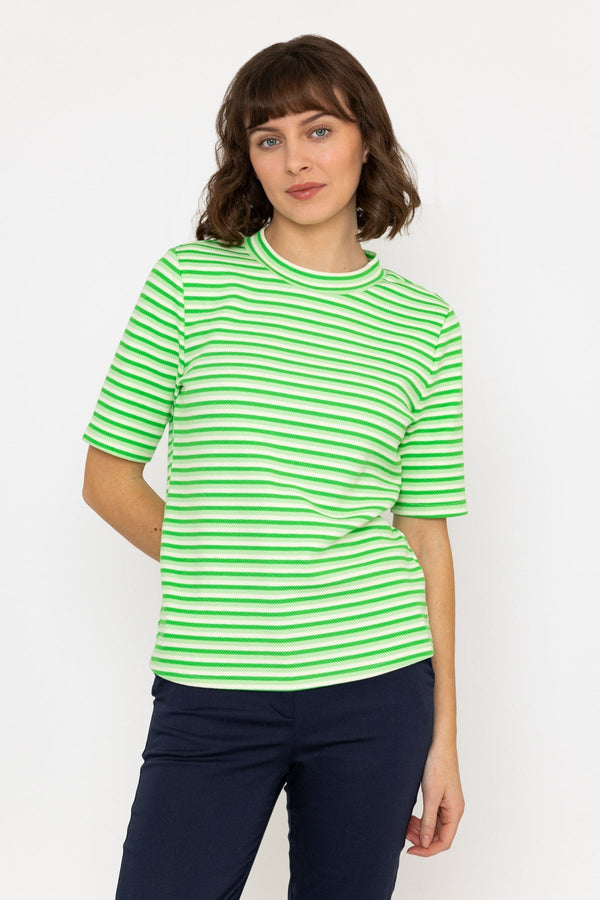 Carraig Donn Stripe Jersey Top in Green