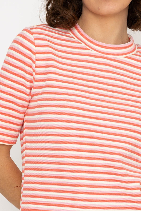 Carraig Donn Stripe Jersey Top in Pink