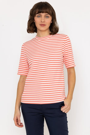 Carraig Donn Stripe Jersey Top in Pink