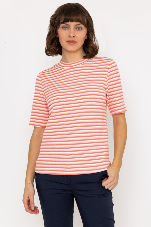 Carraig Donn Stripe Jersey Top in Pink