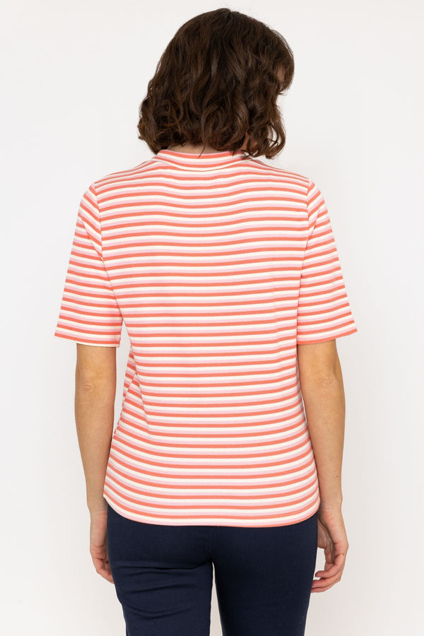 Carraig Donn Stripe Jersey Top in Pink