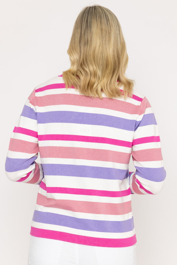 Carraig Donn Stripe Knit Sweater in Pink