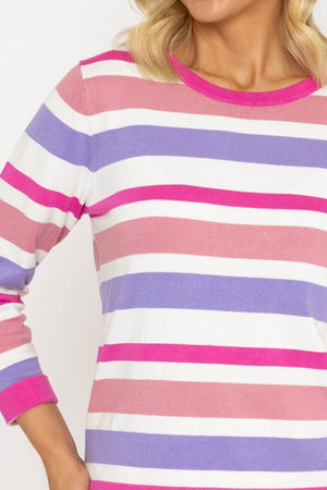 Carraig Donn Stripe Knit Sweater in Pink