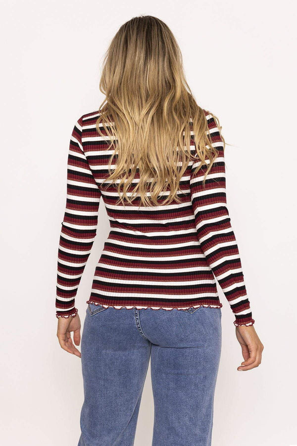 Carraig Donn Stripe Rib Top in Burgundy
