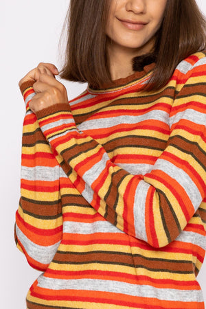 Carraig Donn Stripe Ruffle Neck in Multi