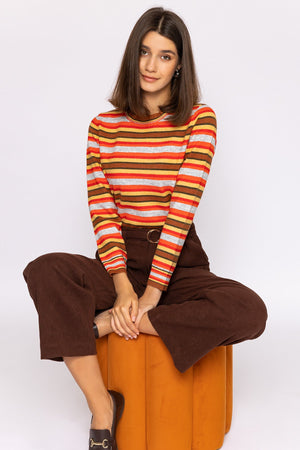 Carraig Donn Stripe Ruffle Neck in Multi