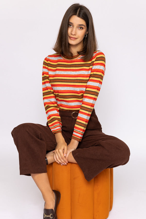 Carraig Donn Stripe Ruffle Neck in Multi